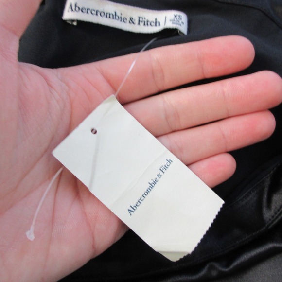 Abercrombie & Fitch Satin Slip Dress XS Black Mini Beaded Going Out Party 352 - Picture 8 of 12